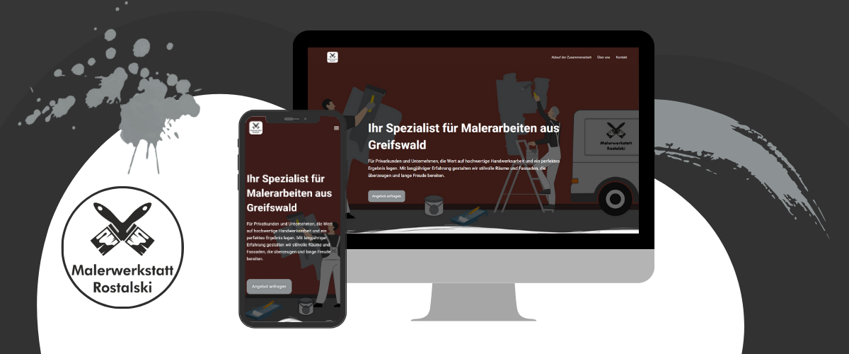 Website Referenz für die Website einer Malerwerkstatt in Greifswald.